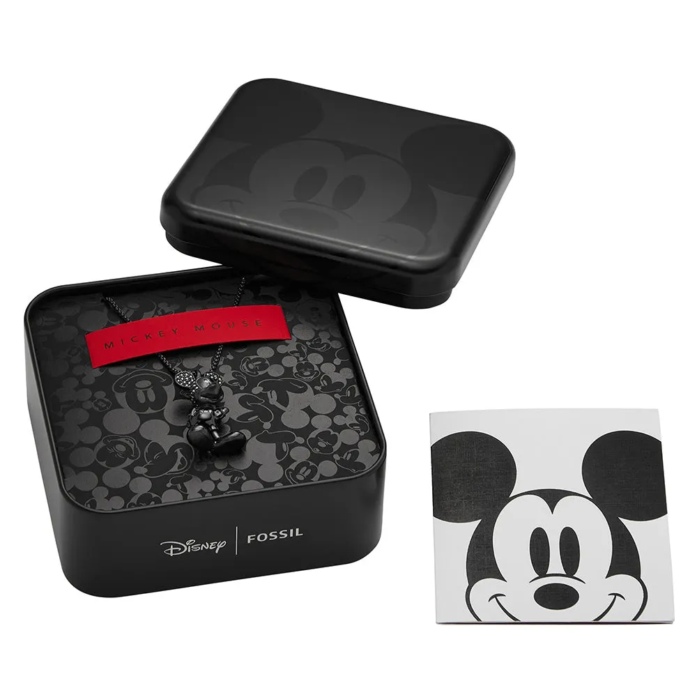Disney Mickey Mouse Black Plated Stainless Steel 3D Pendant on Chain 100th Disney Anniversary Shiels