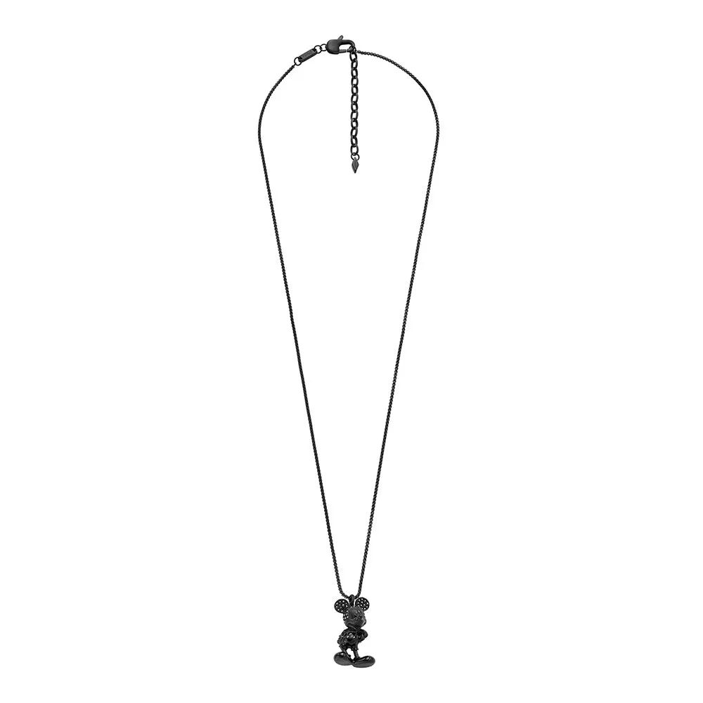 Disney Mickey Mouse Black Plated Stainless Steel 3D Pendant on Chain 100th Disney Anniversary Shiels