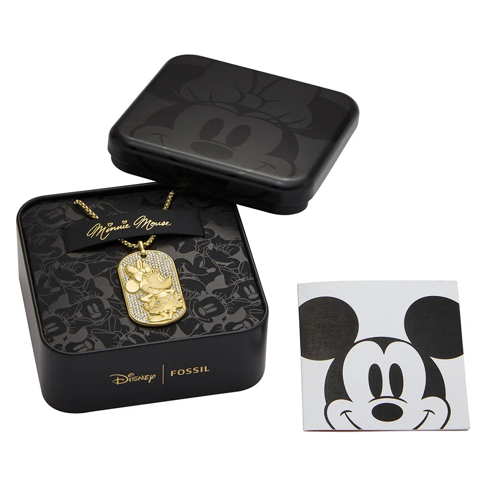 Disney Minnie Mouse Glass Crystal Pave Glitz Dogtag Pendant On Chain 100th Disney Anniversary Shiels