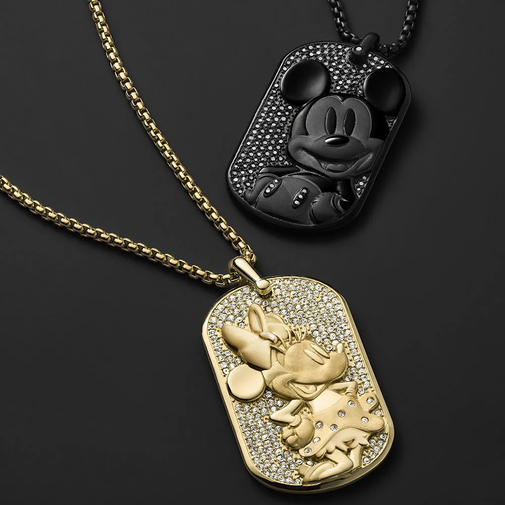 Disney Minnie Mouse Glass Crystal Pave Glitz Dogtag Pendant On Chain 100th Disney Anniversary Shiels