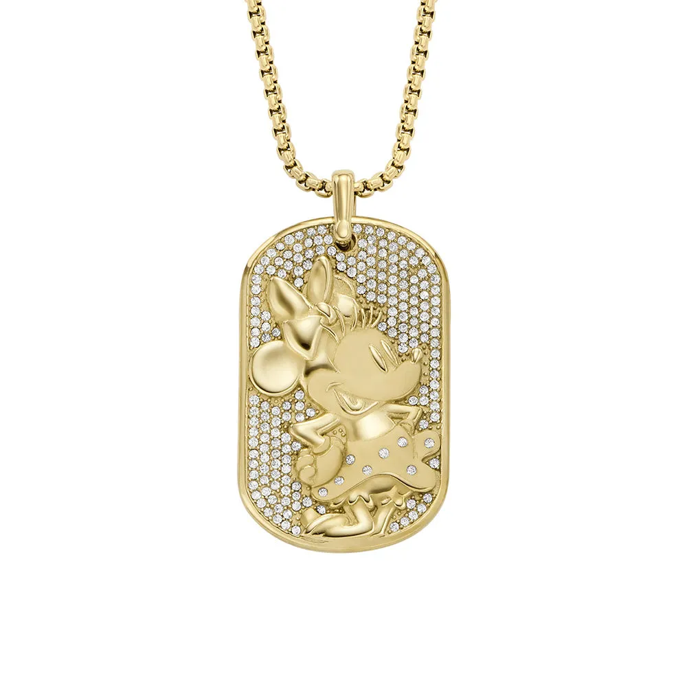 Disney Minnie Mouse Glass Crystal Pave Glitz Dogtag Pendant On Chain 100th Disney Anniversary Shiels