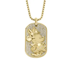 Disney Minnie Mouse Glass Crystal Pave Glitz Dogtag Pendant On Chain 100th Disney Anniversary Shiels