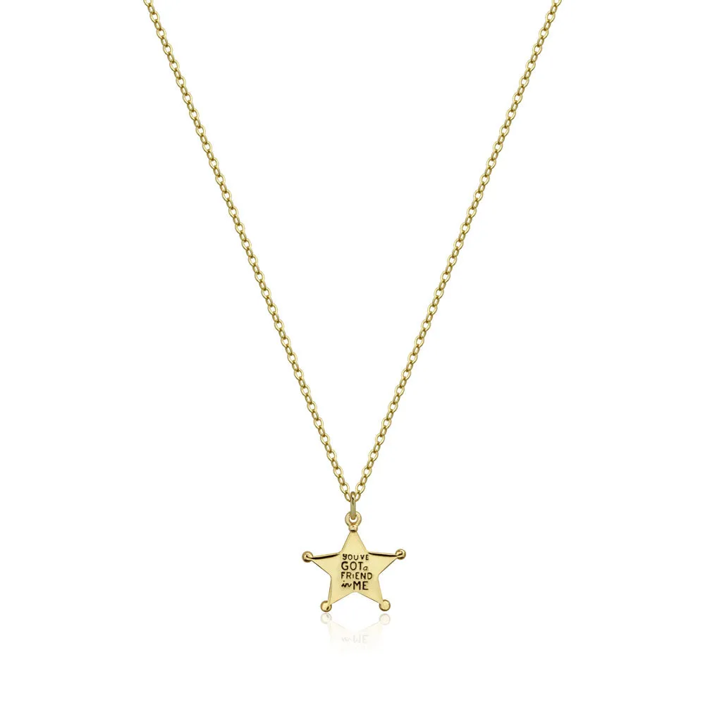 Disney Pixar Toy Story Gold Plated Sheriff Woody Pendant On Chain Shiels