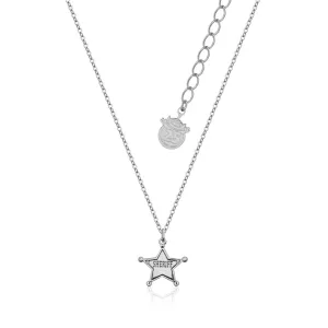 Disney Pixar Toy Story White Gold Plated Sheriff Woody Pendant On Chain Shiels