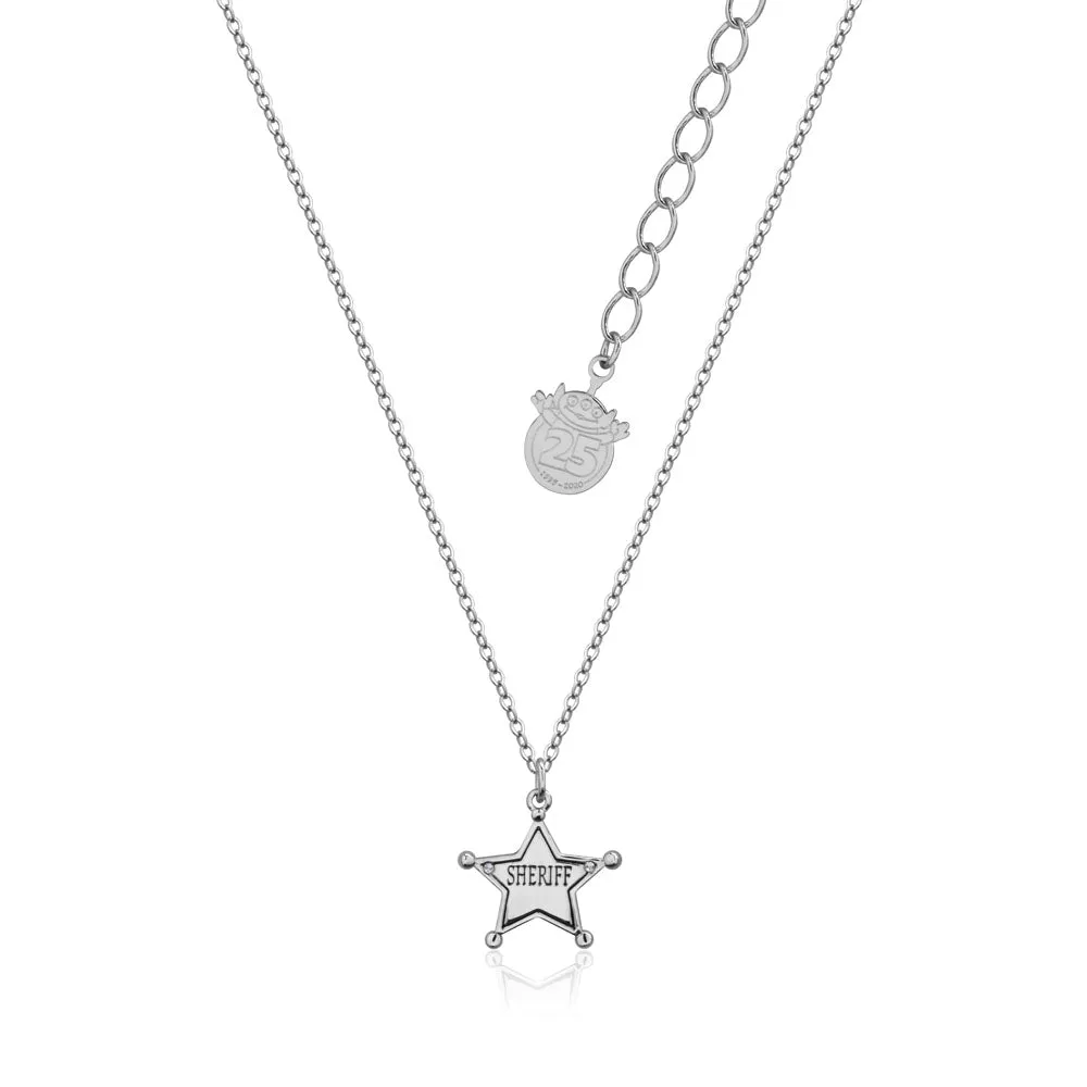 Disney Pixar Toy Story White Gold Plated Sheriff Woody Pendant On Chain Shiels