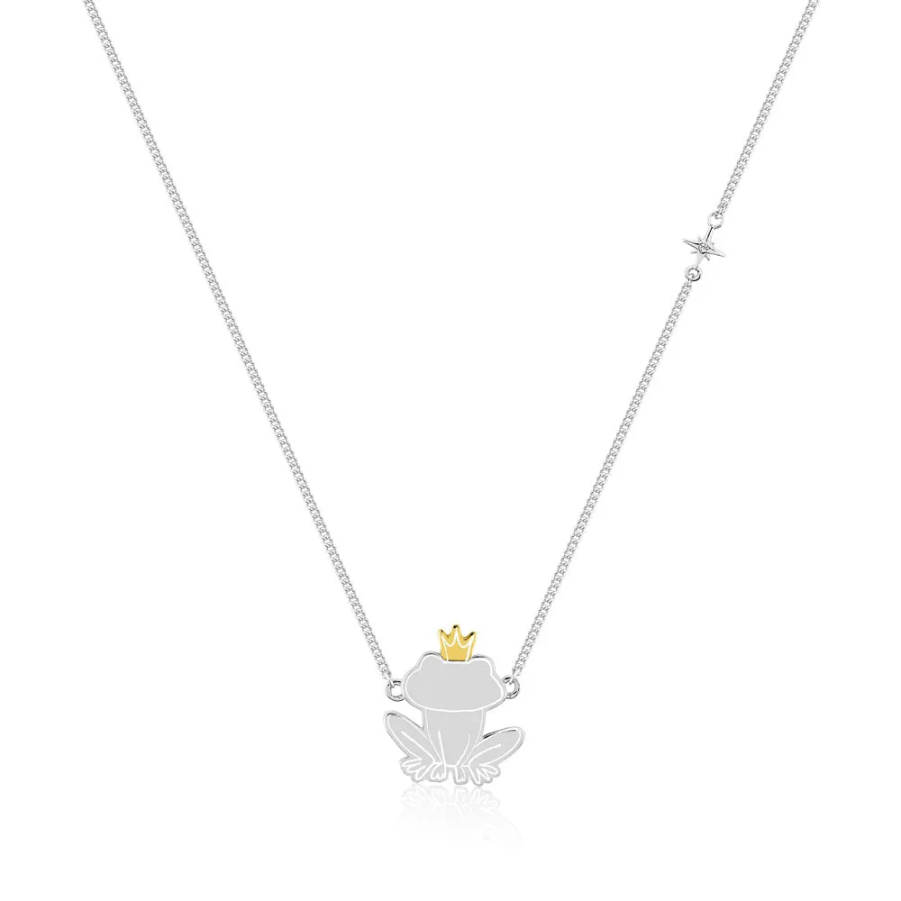 Disney Princess And The Frog  Rhodium Plated Prince Naveen Pendant on 40cm Chain Shiels