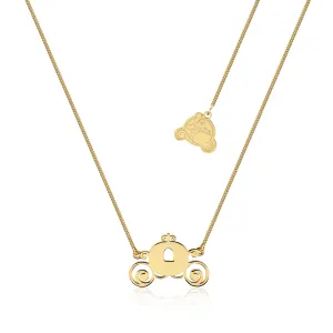 Disney Princess Cinderella Gold Plated Pumpkin Carriage Pendant on 40cm Chain Shiels