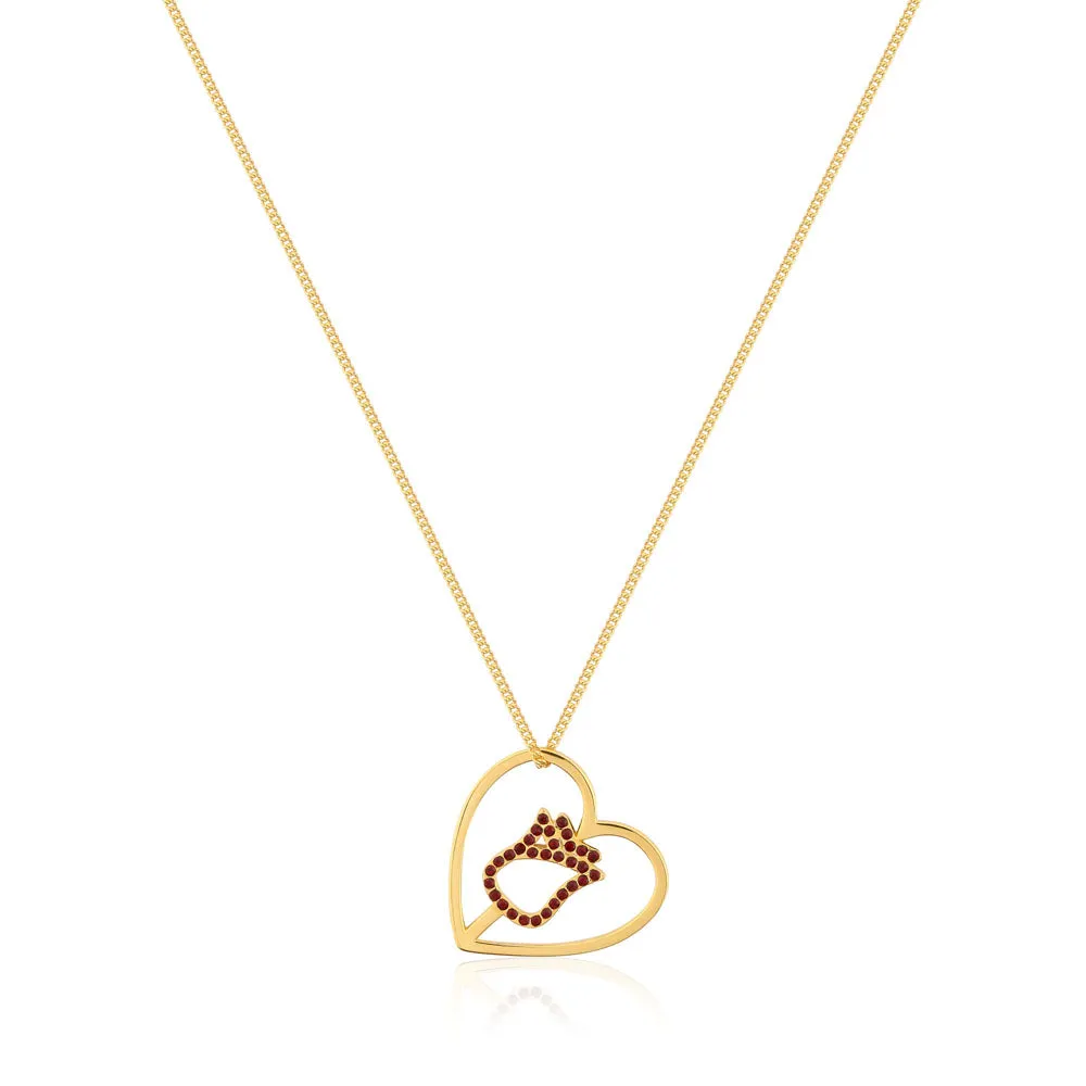 Disney Princess Gold Plated Crystal Enchanted Rose Heart Pendant with 40cm Chain Shiels