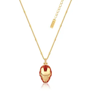 Disney Stainless Steel 14ct Yellow Gold Plated Iron Man Crystal Pendant On 45cm Chain Shiels