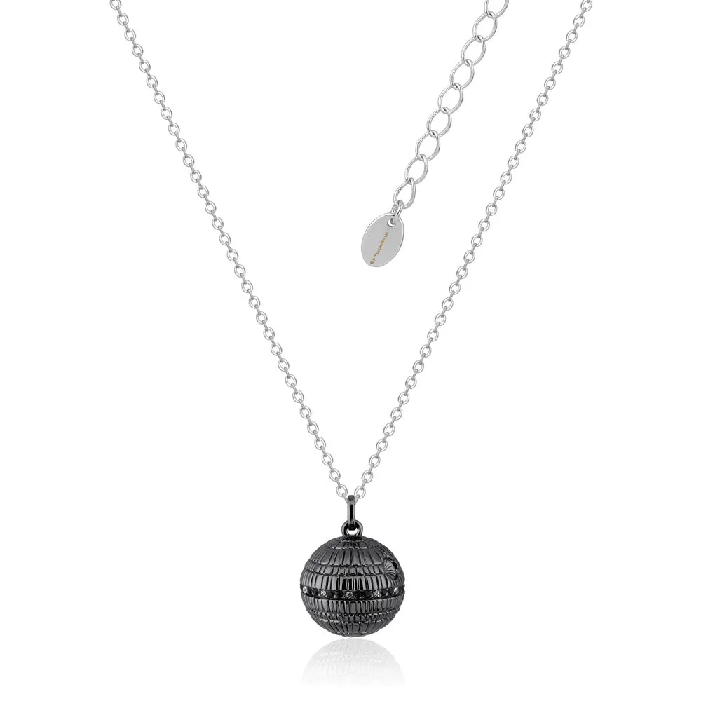 Disney Star Wars White Gold and Gunmetal Plated Death Star Pendant On 45 7cm Chain Shiels