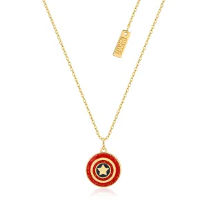Disney Sterling silver 14ct Gold Plated Captain America Enamel Pendant 45cm Chain Shiels