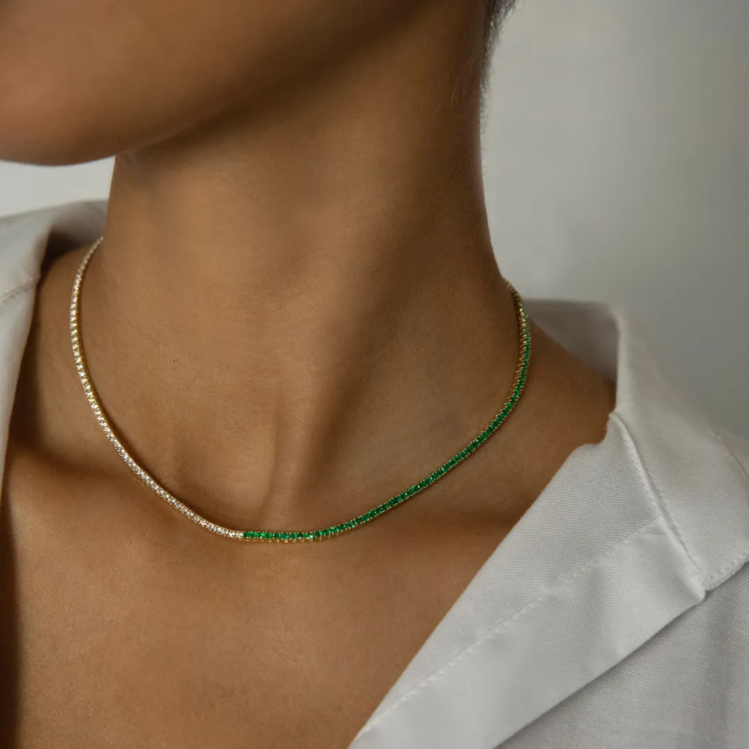 EMERALD AND DIAMOND HEPBURN CHOKER Anita Ko