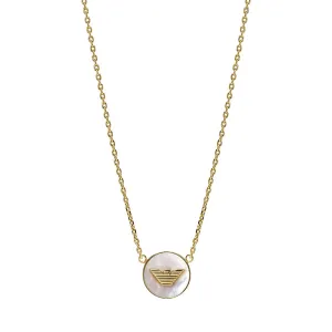 Emporio Armani Gold Plated Brass Mother Of Pearl Eagle Logo Pendant On Chain Shiels