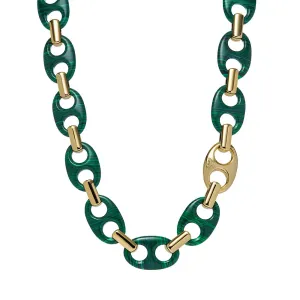 Emporio Armani Gold Plated Brass Reconstituted Malachite Chain Shiels