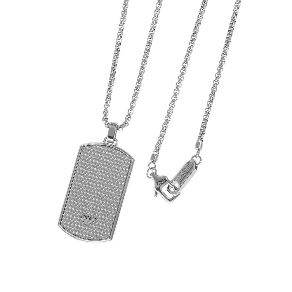 Emporio Armani Stainless Steel Dog Tag Pendant With Chain Shiels