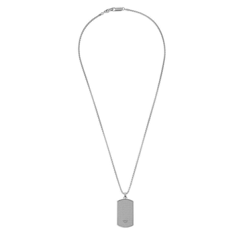 Emporio Armani Stainless Steel Dog Tag Pendant With Chain Shiels