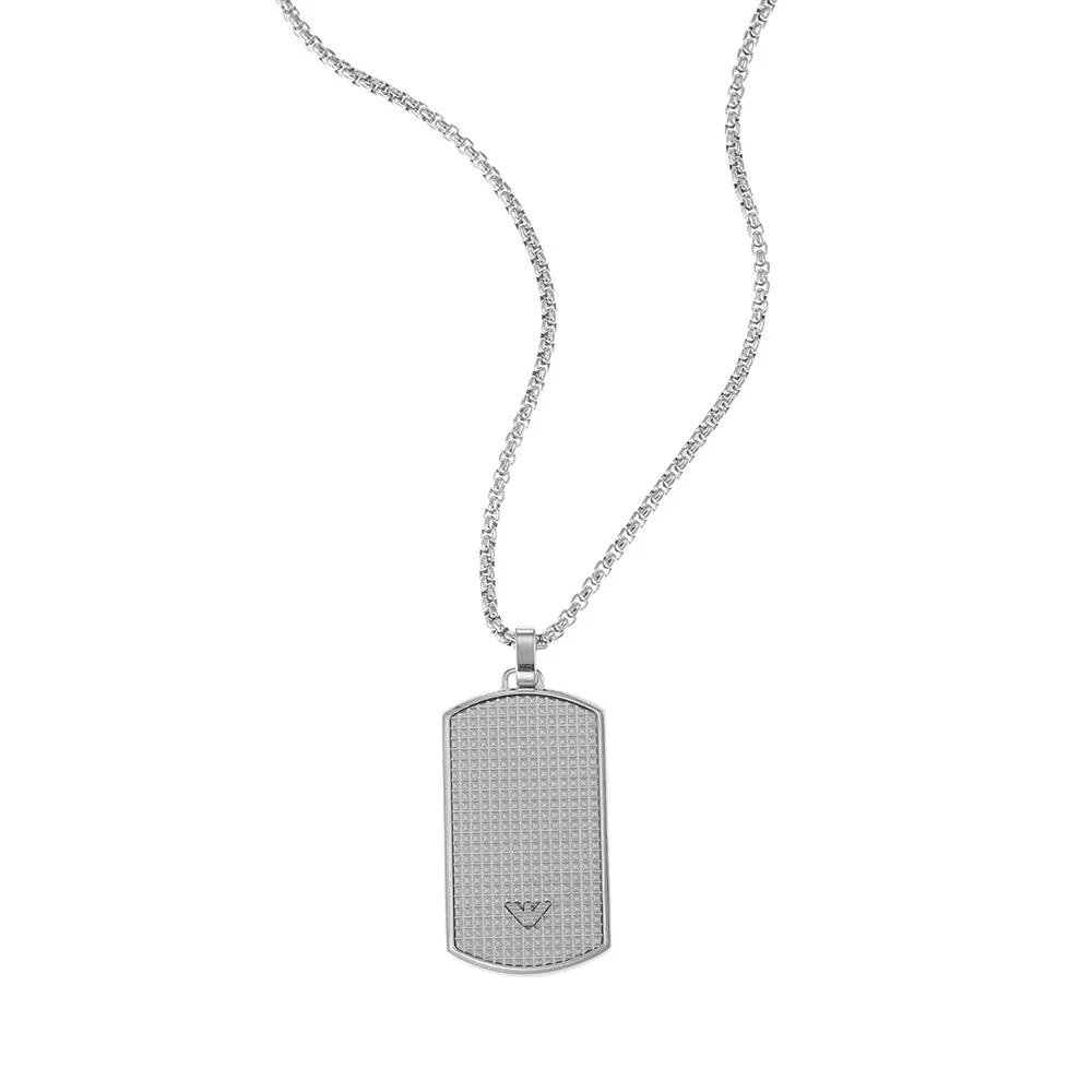Emporio Armani Stainless Steel Dog Tag Pendant With Chain Shiels