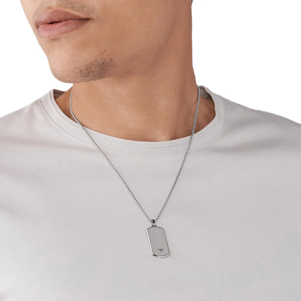 Emporio Armani Stainless Steel Dog Tag Pendant With Chain Shiels