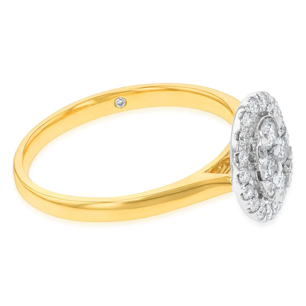 Flawless 1/2 carat  9ct Oval Yellow & White Gold Diamond Ring Shiels