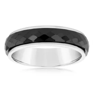 Forte Stainless Steel Diamond Cut Black 6mm Wide Ring Shiels