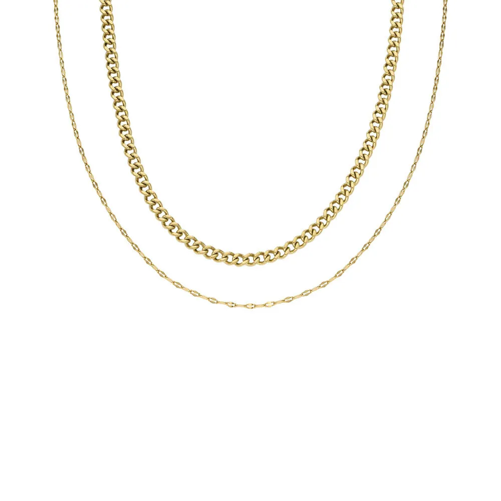 Fossil Yellow Gold Plated Stainless Steel Chain Set Shiels