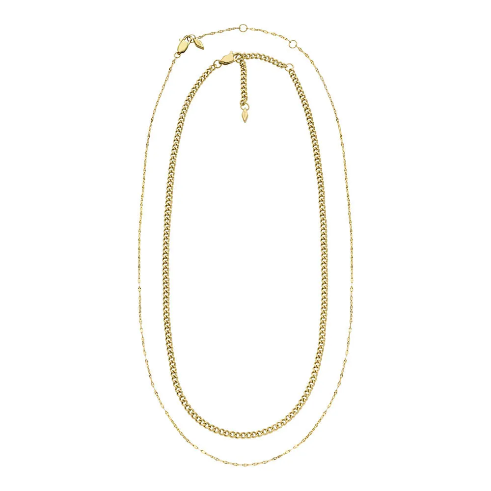 Fossil Yellow Gold Plated Stainless Steel Chain Set Shiels