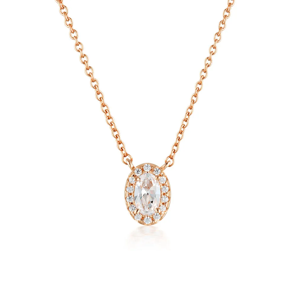 Georgini Aurora Rose Gold Plated Sterling Silver Glow Pendant On Chain Shiels