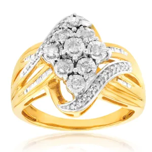 Gold Plated Silver 1/2 Carat  Diamond Ring Shiels