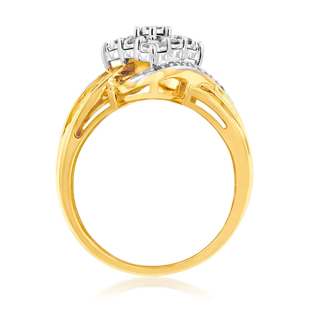 Gold Plated Silver 1/2 Carat  Diamond Ring Shiels
