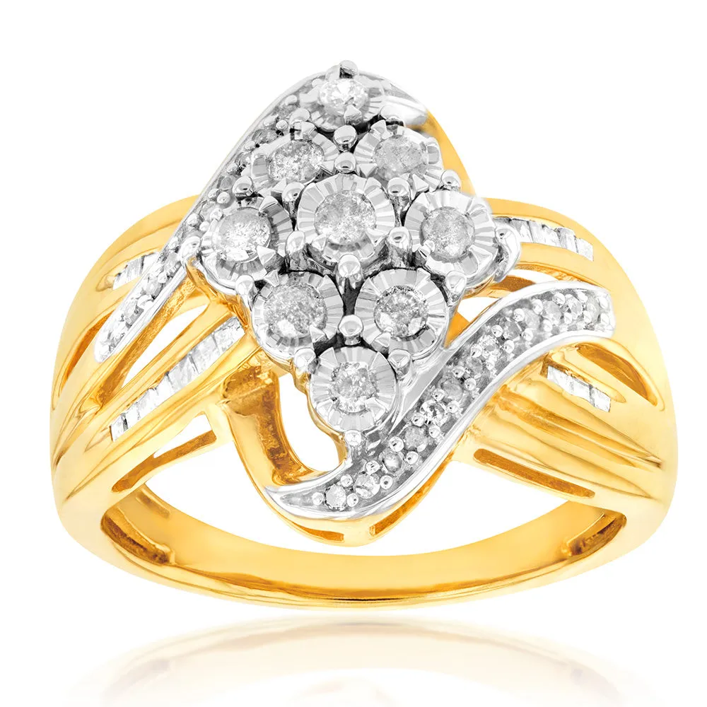 Gold Plated Silver 1/2 Carat  Diamond Ring Shiels