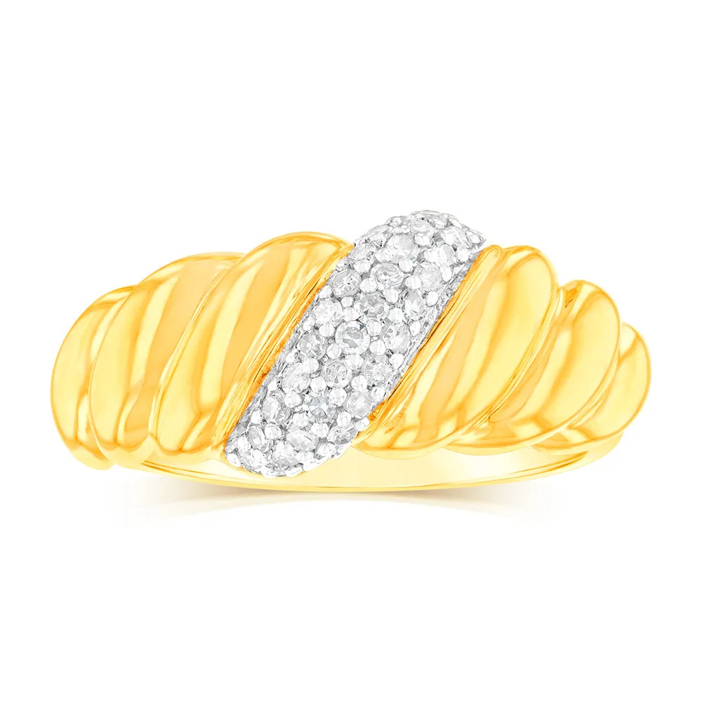Gold Plated Silver 1/6 Carat Diamond Ring Shiels