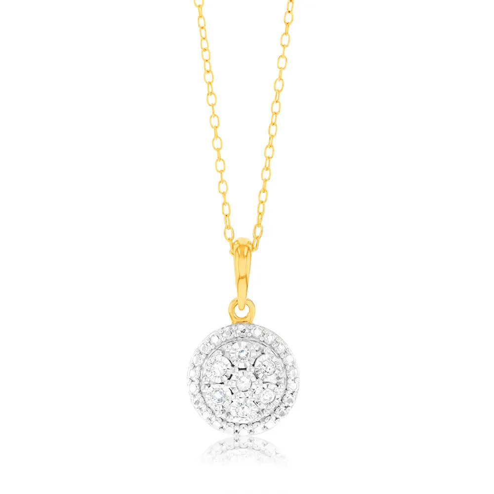 Gold Plated Sterling Silver 1/10 Carat Diamonds Pendant on 46cm Chain Shiels