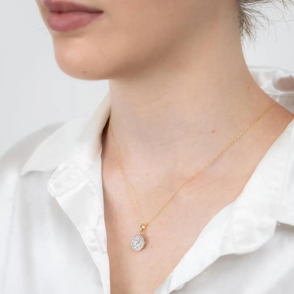 Gold Plated Sterling Silver 1/10 Carat Diamonds Pendant on 46cm Chain Shiels