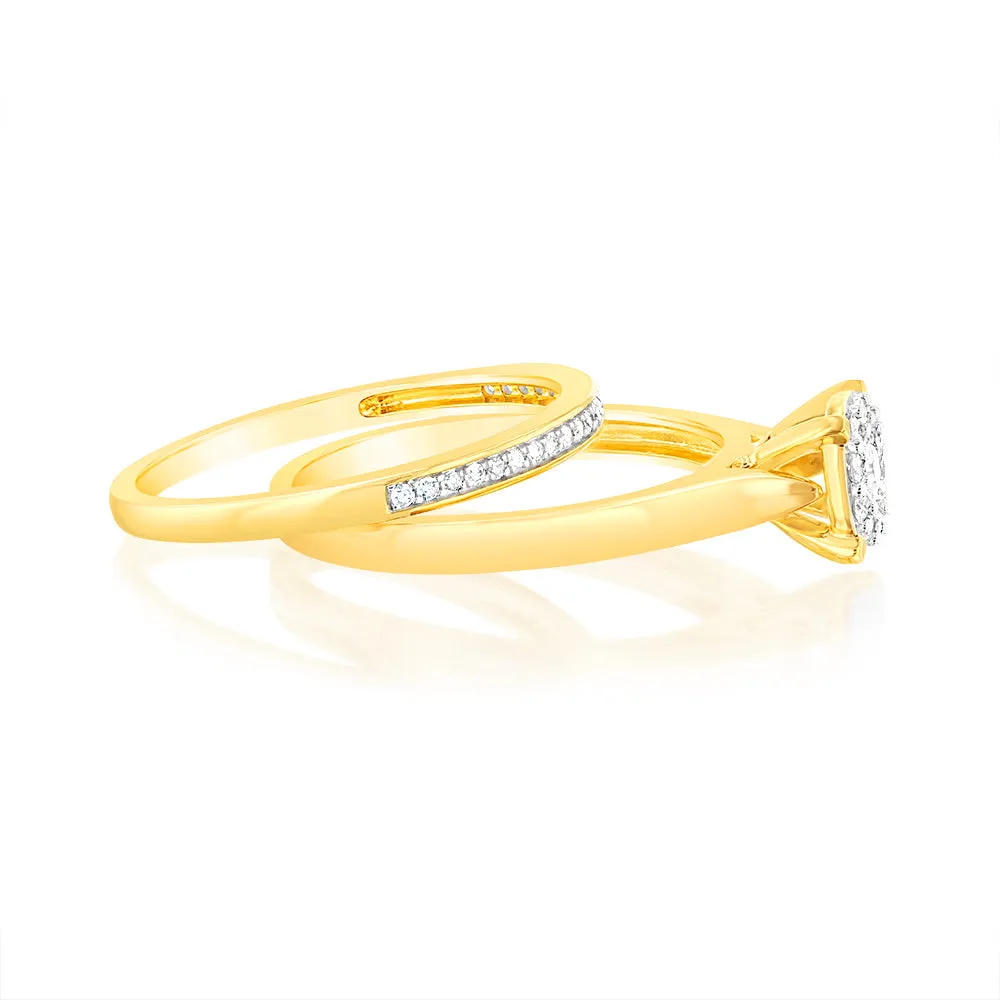 Gold Plated Sterling Silver 1/5 Carat Diamond Bridal 2-Ring Set Shiels