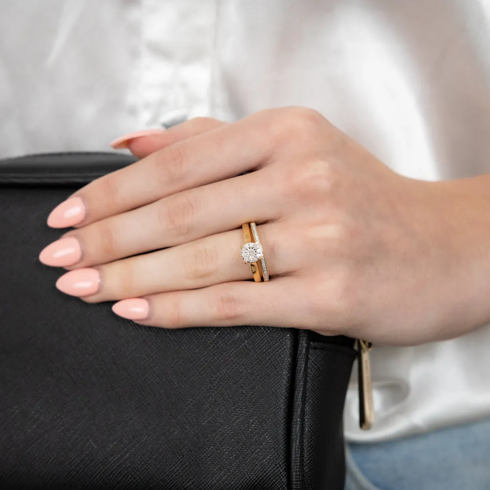 Gold Plated Sterling Silver 1/5 Carat Diamond Bridal 2-Ring Set Shiels