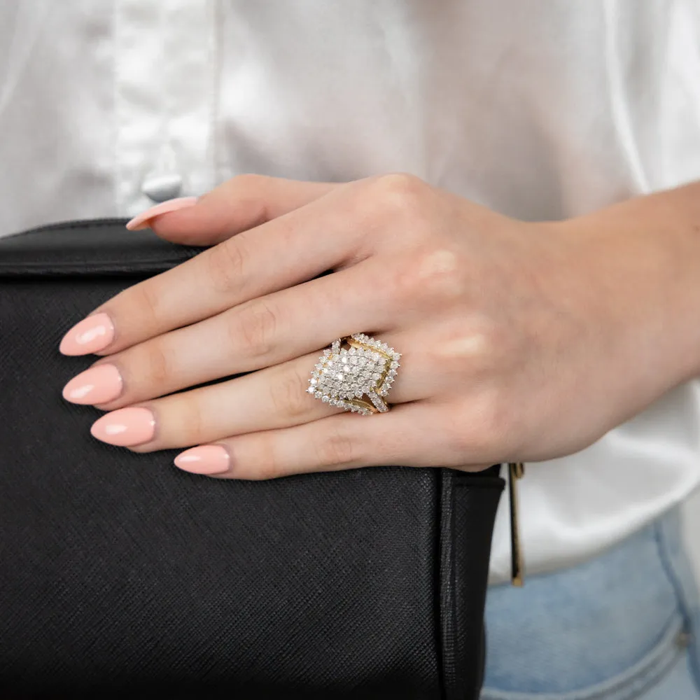 Gold Plated Sterling Silver 1.9 Carat Diamond Cluster Ring Shiels