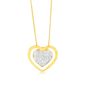 Gold Plated Sterling Silver Double Heart 0.05Ct Diamond Pendant Shiels