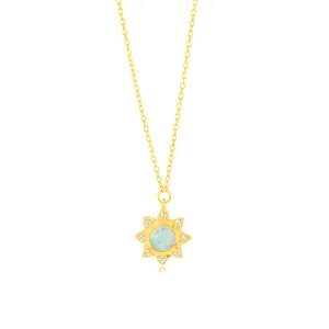 Gold Plated Sterling Silver Sun Created Opal Pendant With 45cm Chain Shiels