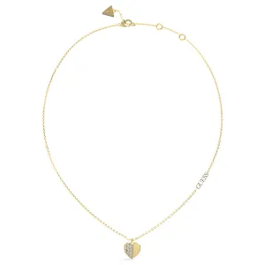 Guess Gold Plated Stainless Steel 16-18" Plain & Pave Heart Chain Shiels