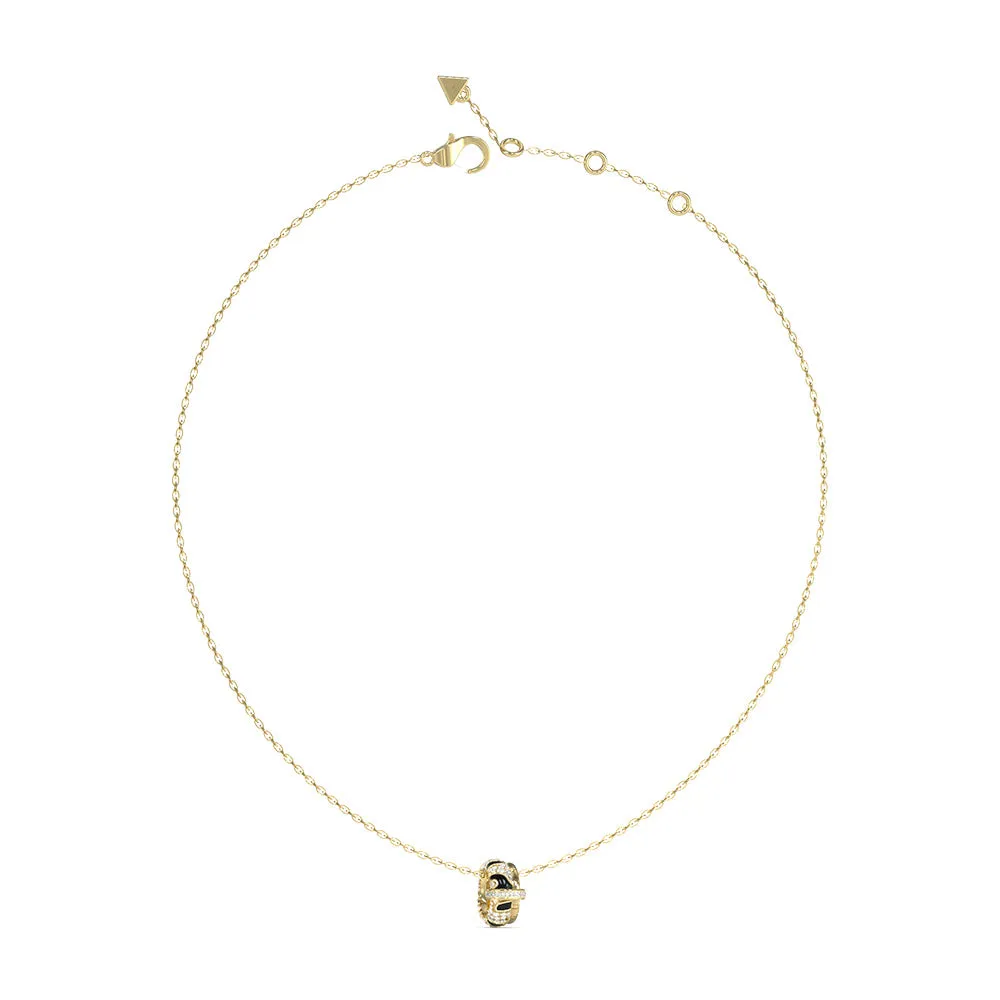 Guess Gold-Plated Stainless-Steel Jungle Circle Enamel Pendant On 16-18" Chain Shiels