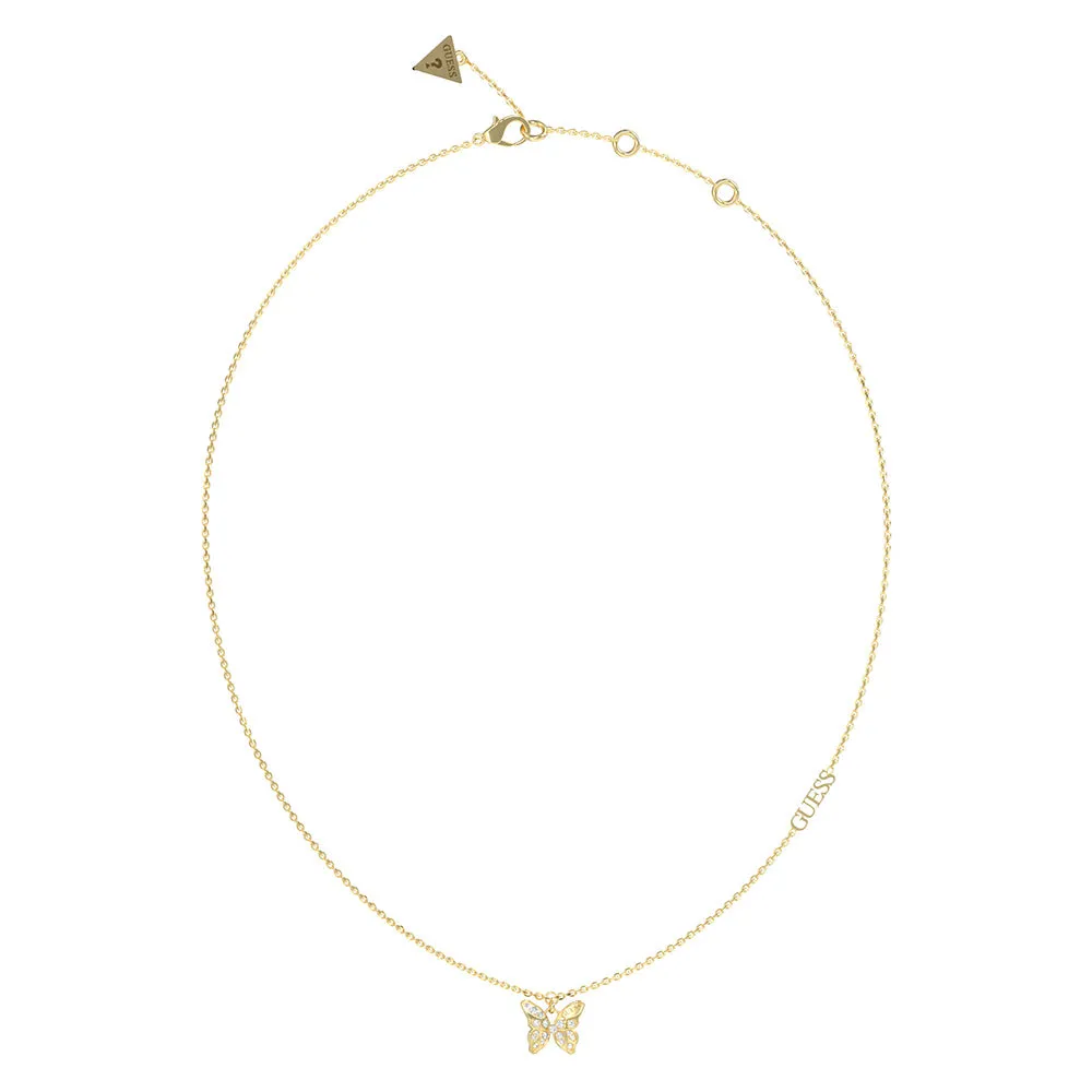 Guess Gold-Plated Stainless-Steel Pave Butterfly 16-18" Chain Shiels