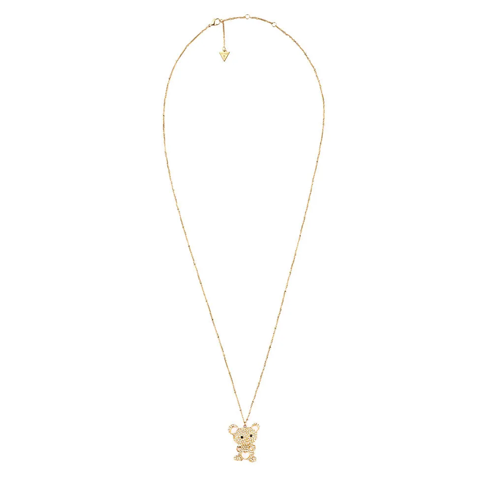 Guess Gold-Plated Stainless-Steel Teddy Bear Pendant On 30" Chain Shiels