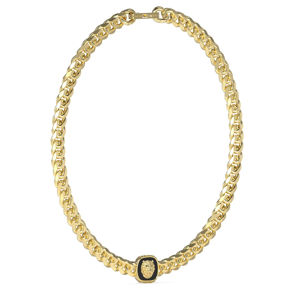 Guess Men's Jewellery Gold-Plated Stainless-Steel Lion 18mm Coin 21" Chain Shiels
