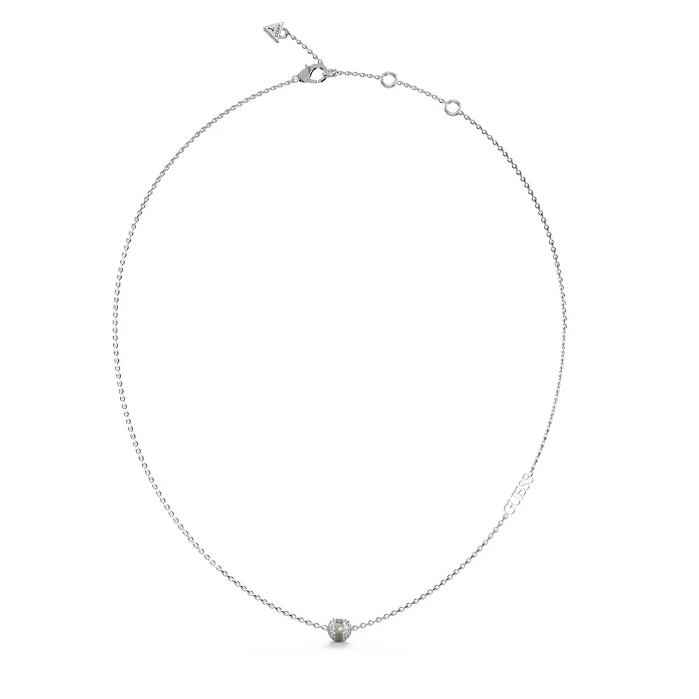 Guess Stainless Steel 7mm Crystal Bead Pendant On Chain Shiels