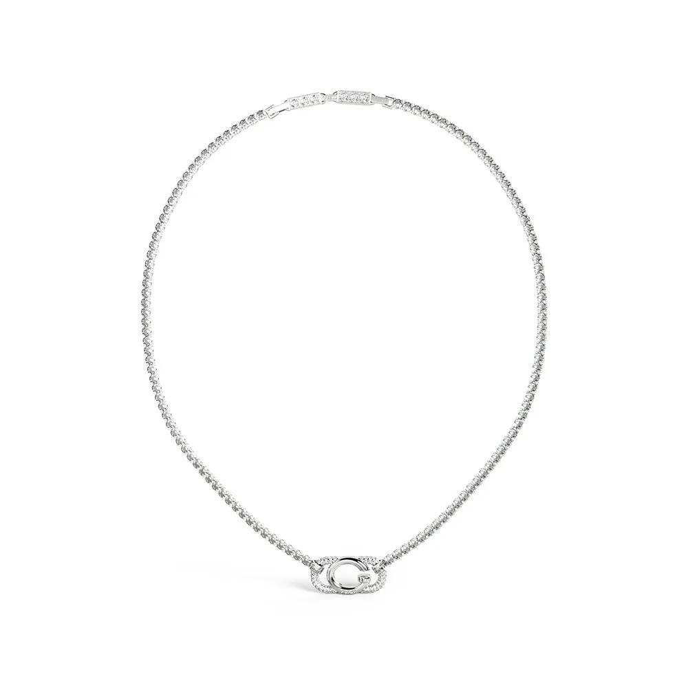 Guess Stainless Steel G Logo And Crystals Tennis 16-18" Chain Shiels