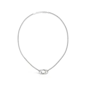 Guess Stainless Steel G Logo And Crystals Tennis 16-18" Chain Shiels