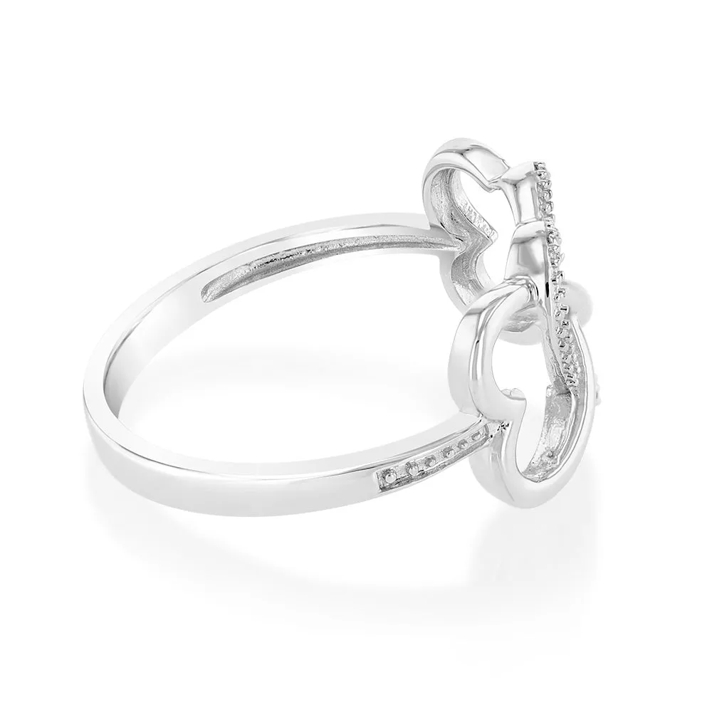 Infinity Heart Shaped Diamond Ring In Sterling Silver Shiels