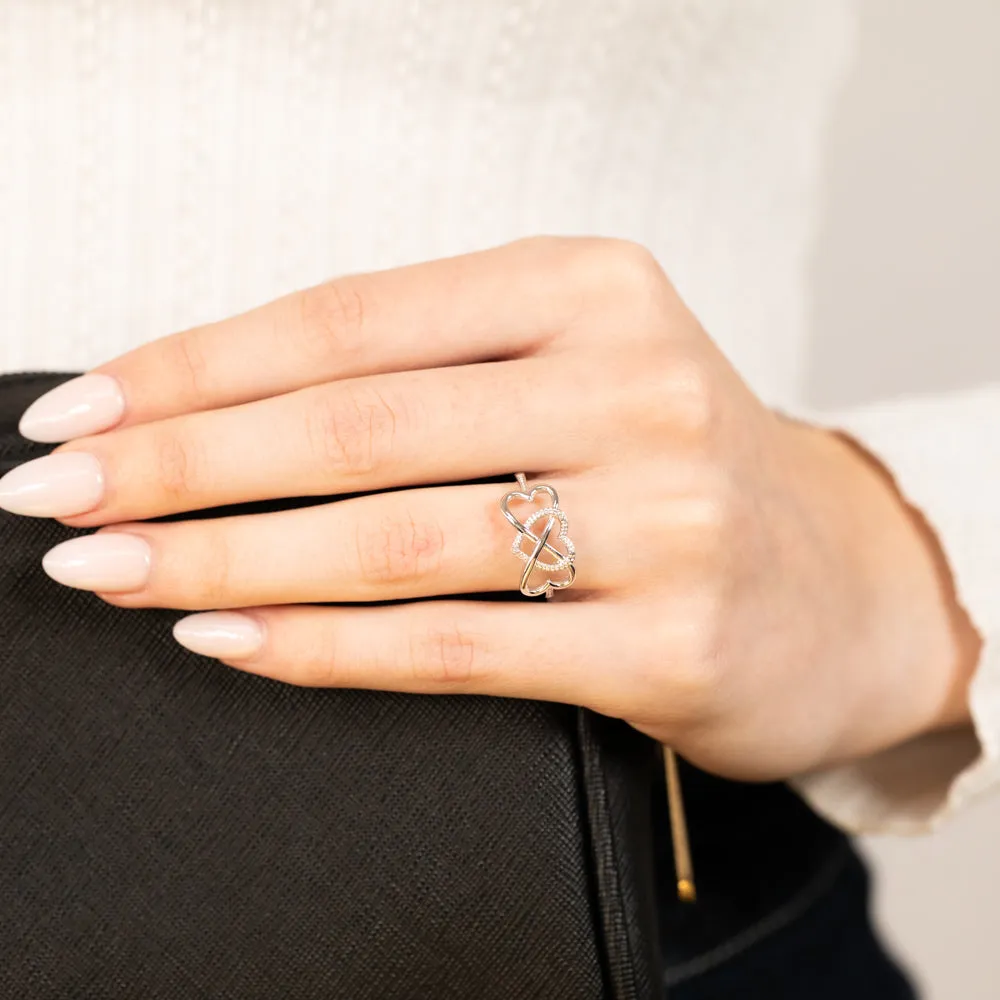 Infinity Heart Shaped Diamond Ring In Sterling Silver Shiels
