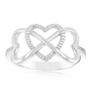 Infinity Heart Shaped Diamond Ring In Sterling Silver Shiels