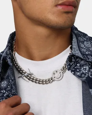 Loiter Iced Motif Cuban Necklace Iced White Gold